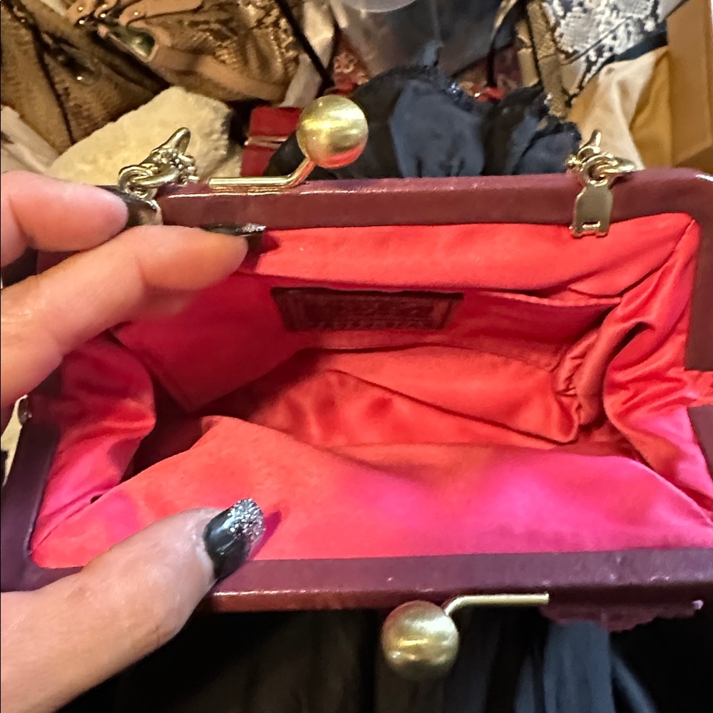 COACH Vintage Houndstooth Tweed & Suede mini Kisslock Bag - Picture 9 of 9